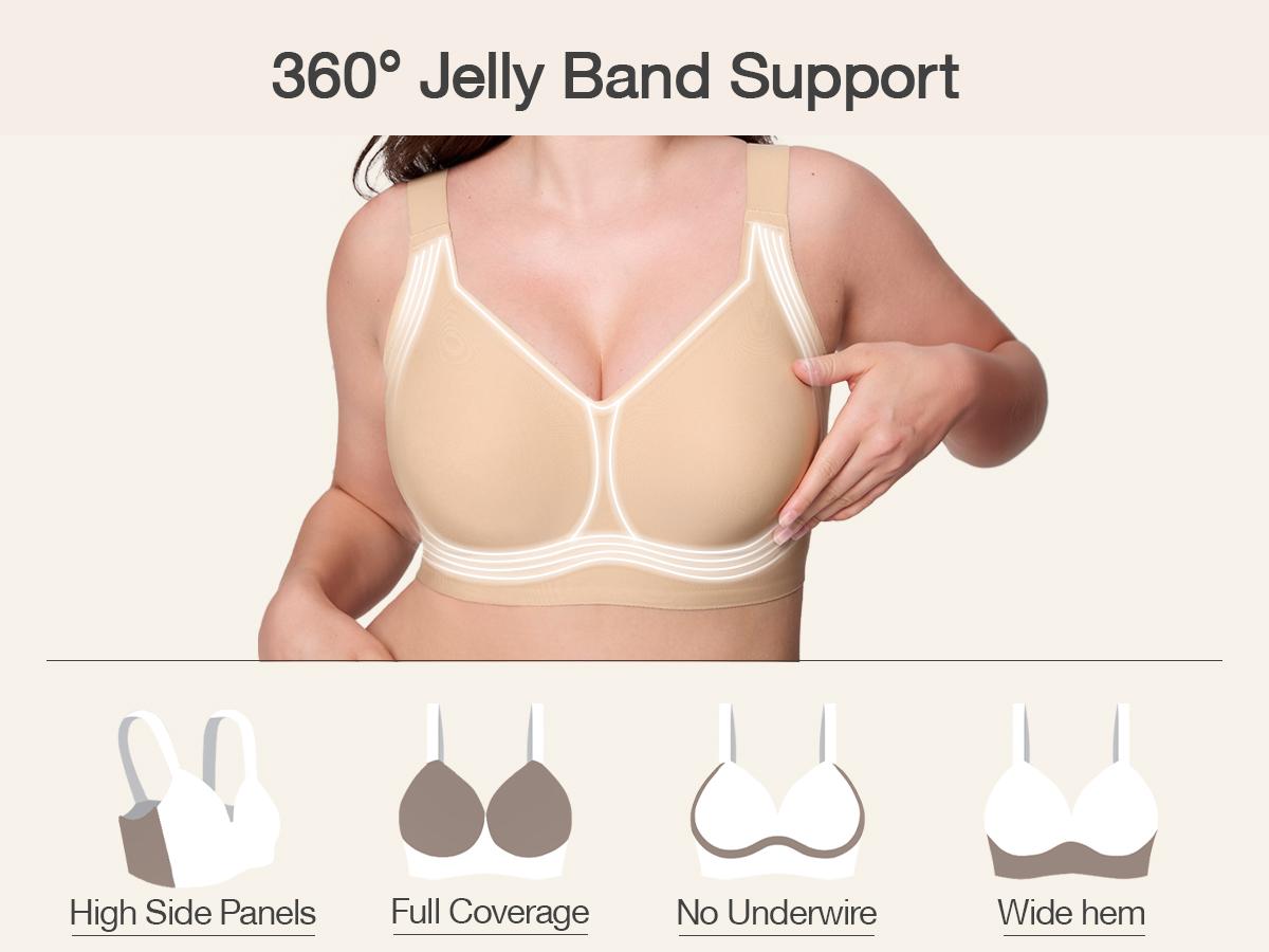 OEAK Women Jelly Bras Wirefree Full Coverage No Underwire Everyday Bras Comfortable Wireless Padded Tshirt Bra OEAK Women Jelly Bras Wirefree Full Coverage No Underwire Everyday Bras Comfortable Wireless Padded Tshirt Bra
