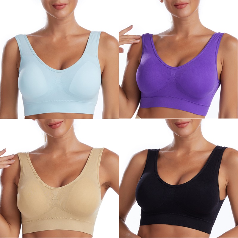 Running shockproof gathered beautiful back large size no steel ring bra