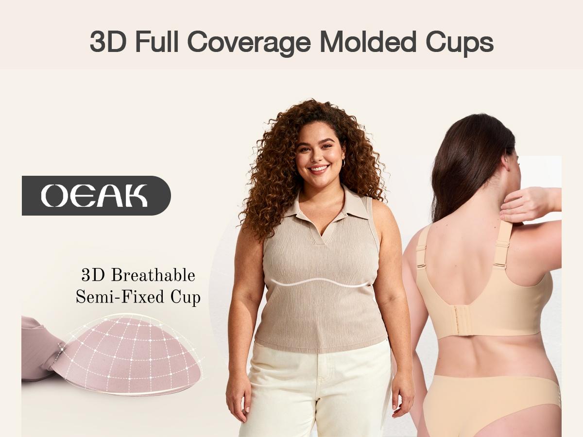 OEAK Women Jelly Bras Wirefree Full Coverage No Underwire Everyday Bras Comfortable Wireless Padded Tshirt Bra OEAK Women Jelly Bras Wirefree Full Coverage No Underwire Everyday Bras Comfortable Wireless Padded Tshirt Bra