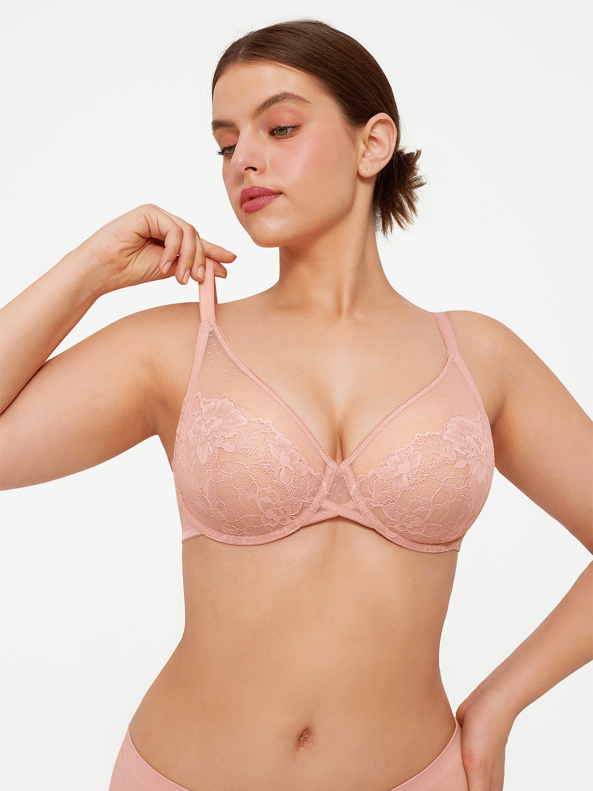 Popilush® Lightweight Underwire Minimizer Lace Mesh Bra