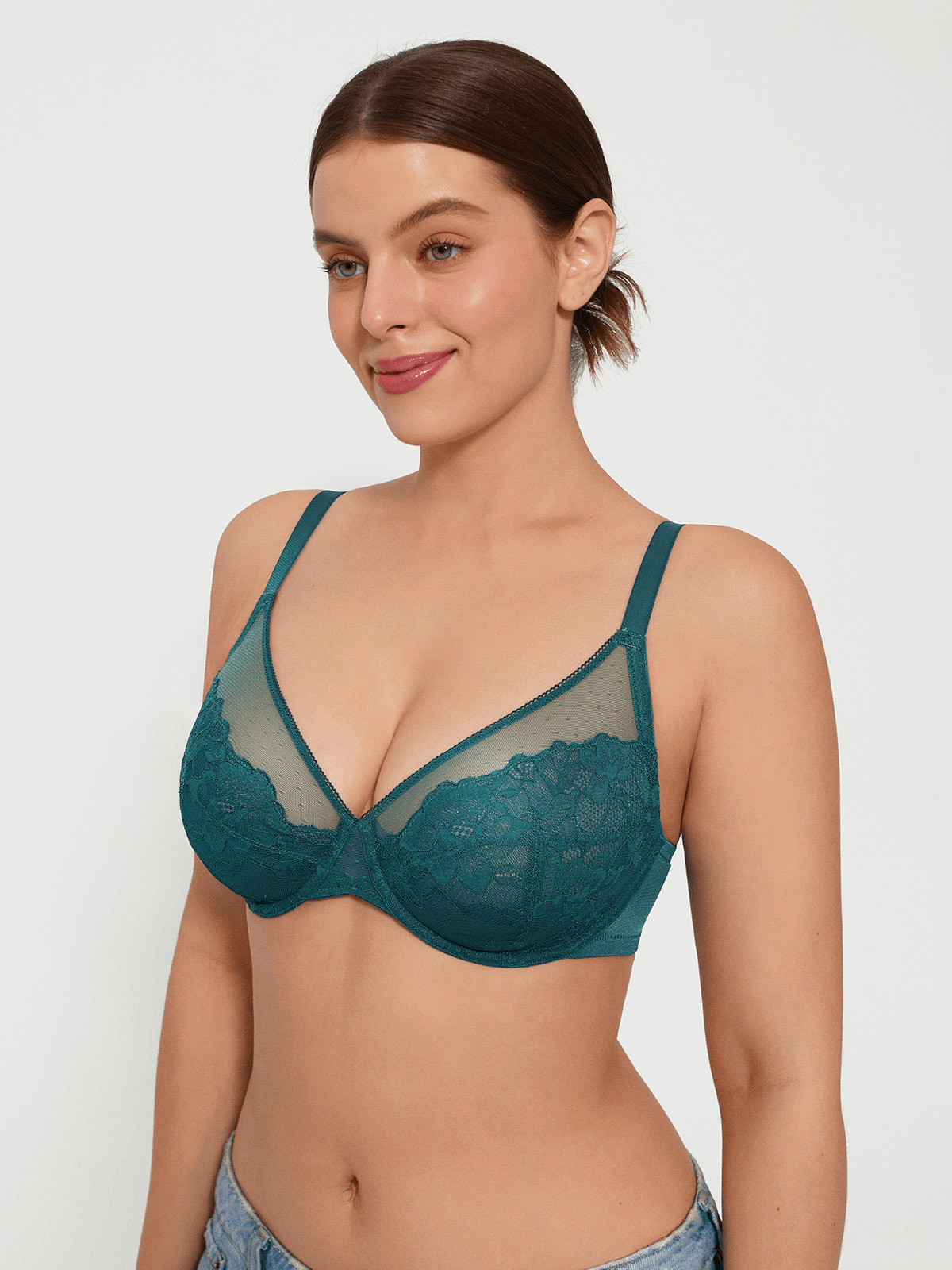 Popilush® Lightweight Underwire Minimizer Lace Mesh Bra