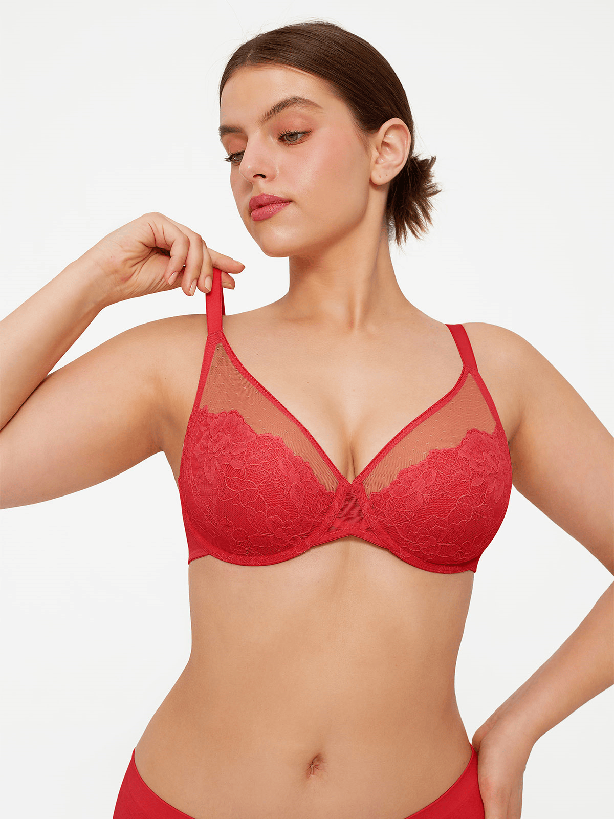 Popilush® Lightweight Underwire Minimizer Lace Mesh Bra