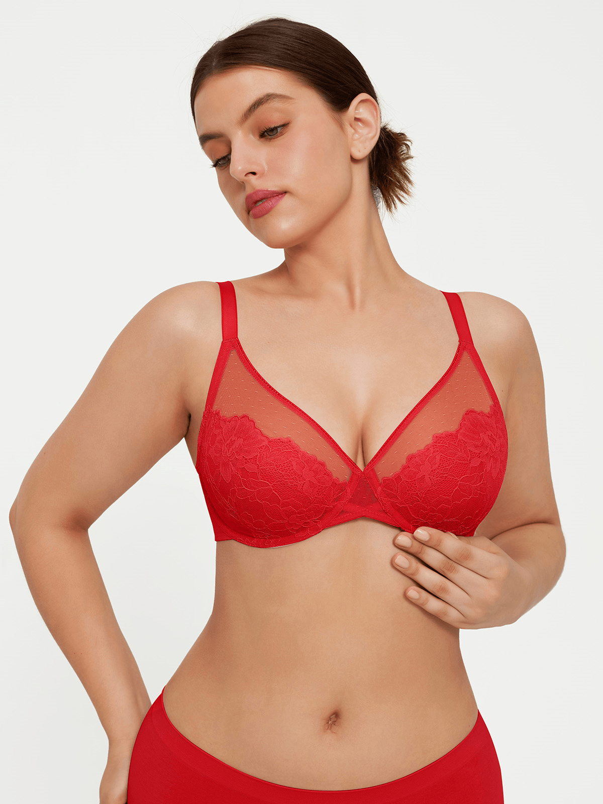 Popilush® Lightweight Underwire Minimizer Lace Mesh Bra