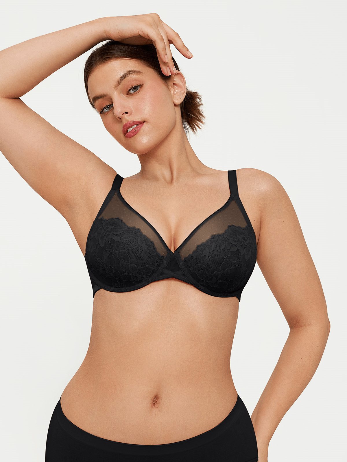 Popilush® Lightweight Underwire Minimizer Lace Mesh Bra