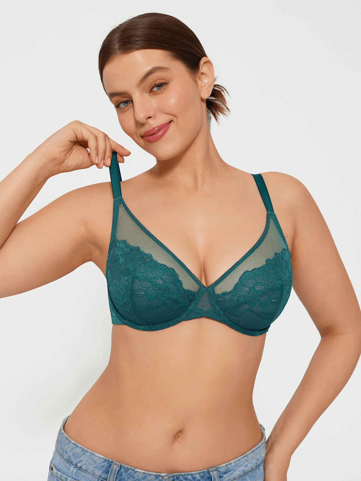 Popilush® Lightweight Underwire Minimizer Lace Mesh Bra