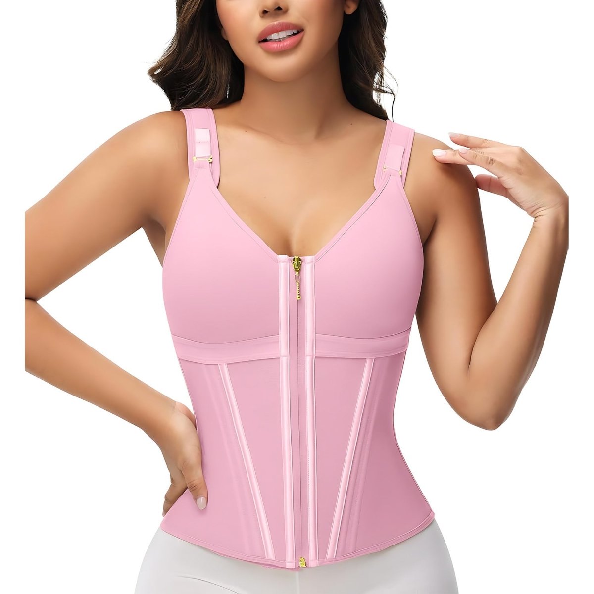 WAIST SHAPEWEAR WITH BRA TUMMY CONTROL GIRDLE WORKOUT SHAPEWEAR WITH ADJUSTABLE SHOULDER STRAP - LUNA