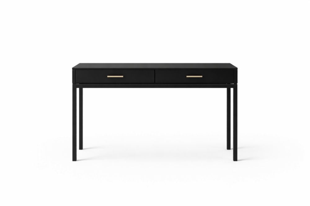 Bureau noir avec tiroirs en MDF et pieds en métal