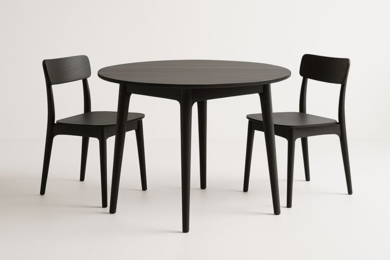 Ensemble Table Ronde et Chaises en Bois Noir