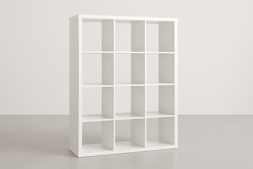 Bibliothèque en bois aggloméré blanc 4×3 compartiments