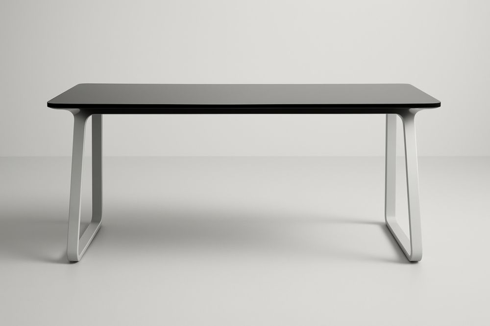 Table de bureau rectangulaire MDF noir pieds acier