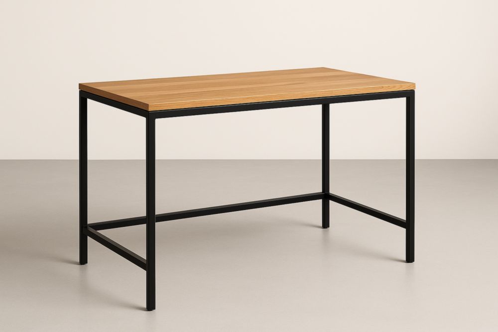 Table rectangulaire en bois de chêne et acier 120x60x75 cm