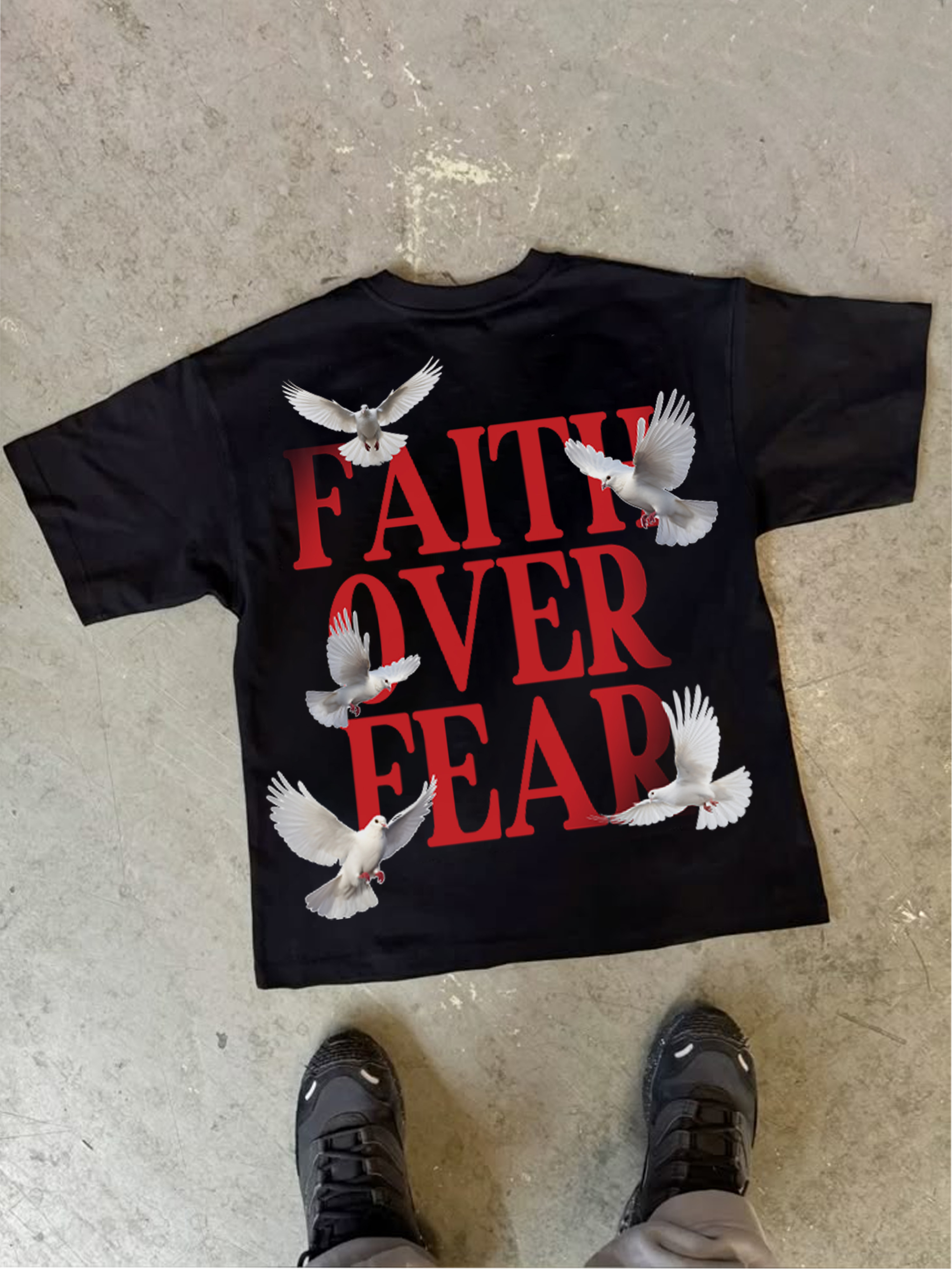 Casual Short Sleeve Faith Over Fear Print T-shirt-sopula studio