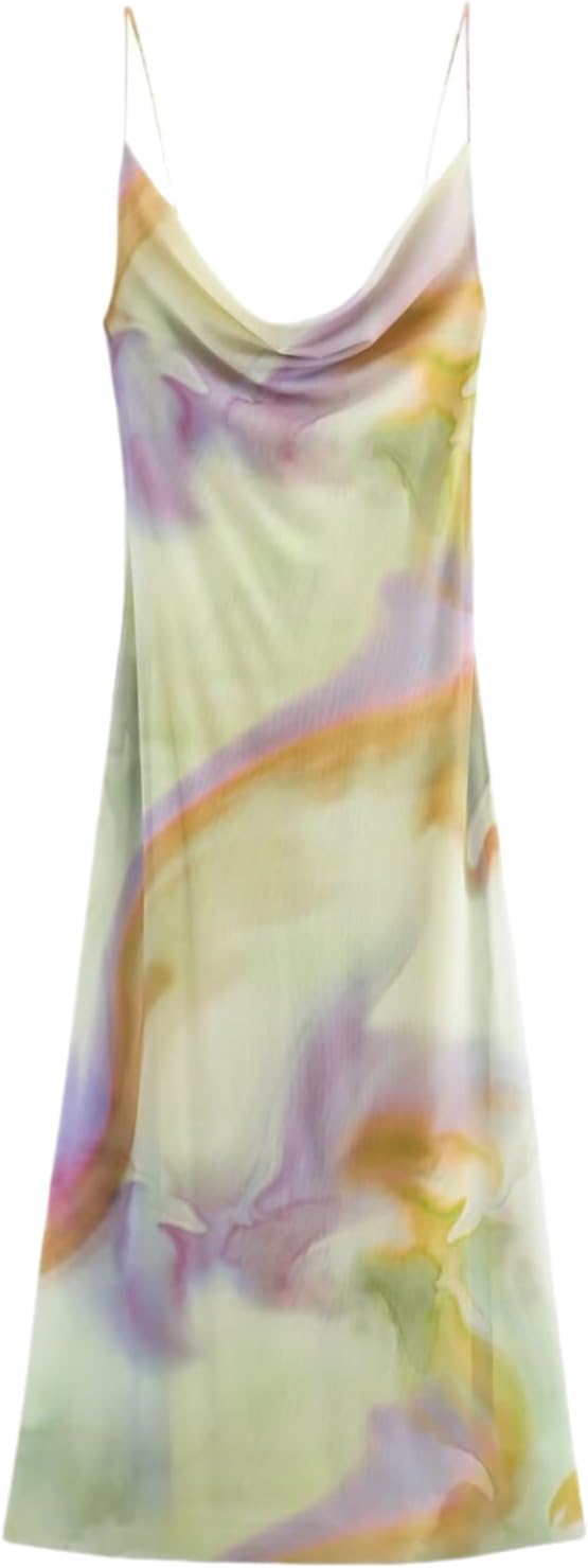 Women's Sexy Sleeveless Tulle Leopard Print Maxi Dress - Elegant Spaghetti Strap Backless Party Dress