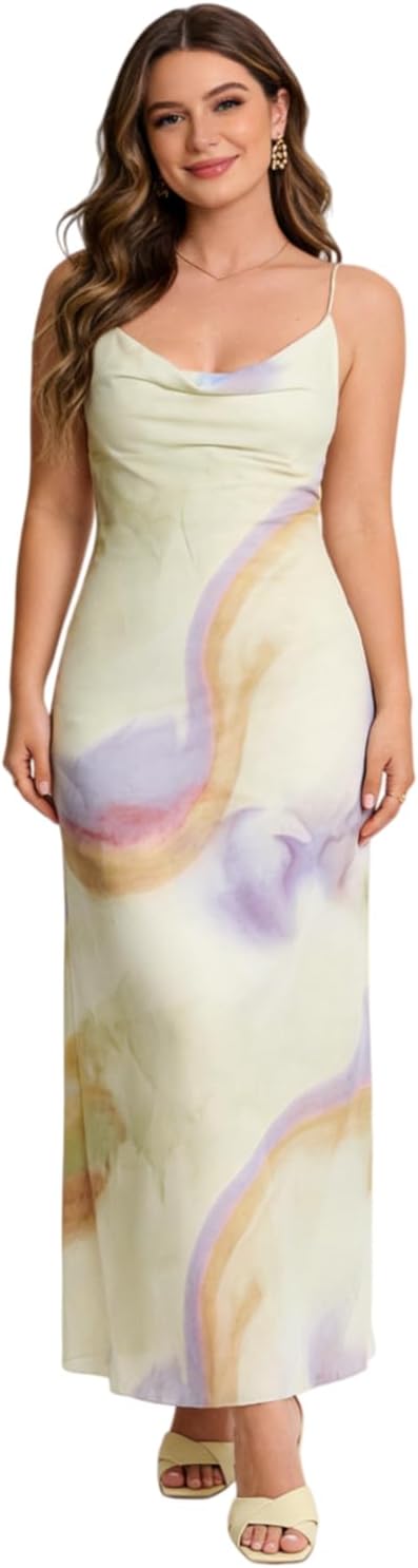 Women's Sexy Sleeveless Tulle Leopard Print Maxi Dress - Elegant Spaghetti Strap Backless Party Dress