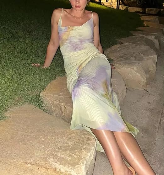 Women's Sexy Sleeveless Tulle Leopard Print Maxi Dress - Elegant Spaghetti Strap Backless Party Dress