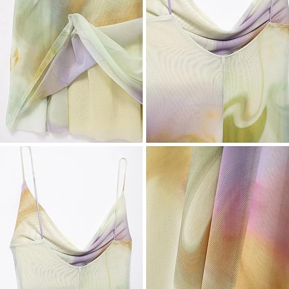 Women's Sexy Sleeveless Tulle Leopard Print Maxi Dress - Elegant Spaghetti Strap Backless Party Dress