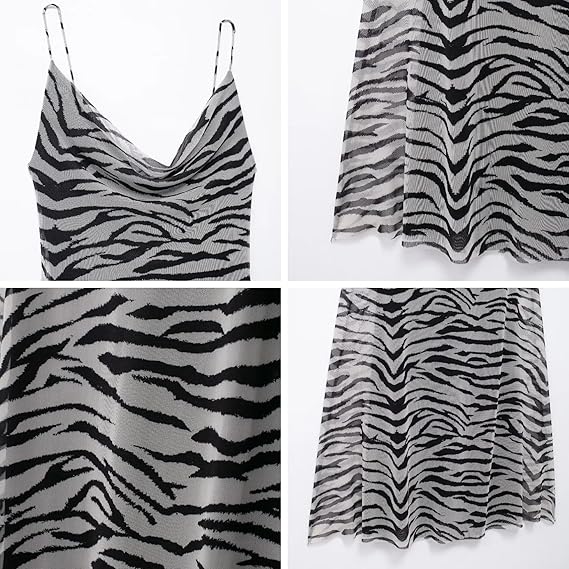 Women's Sexy Sleeveless Tulle Leopard Print Maxi Dress - Elegant Spaghetti Strap Backless Party Dress