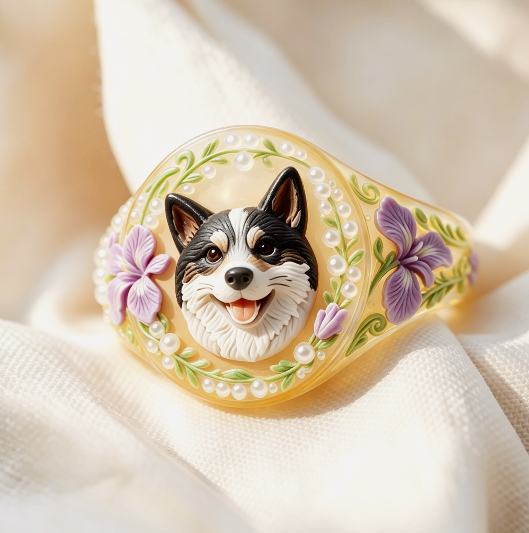 Customized 3D pet portrait rings, personalized 3D pet portrait rings, commemorative gifts for pet lovers.