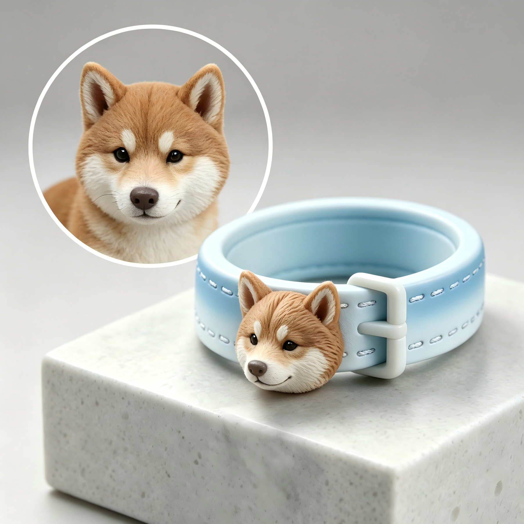 Customized 3D pet portrait rings, personalized 3D pet portrait rings, commemorative gifts for pet lovers.