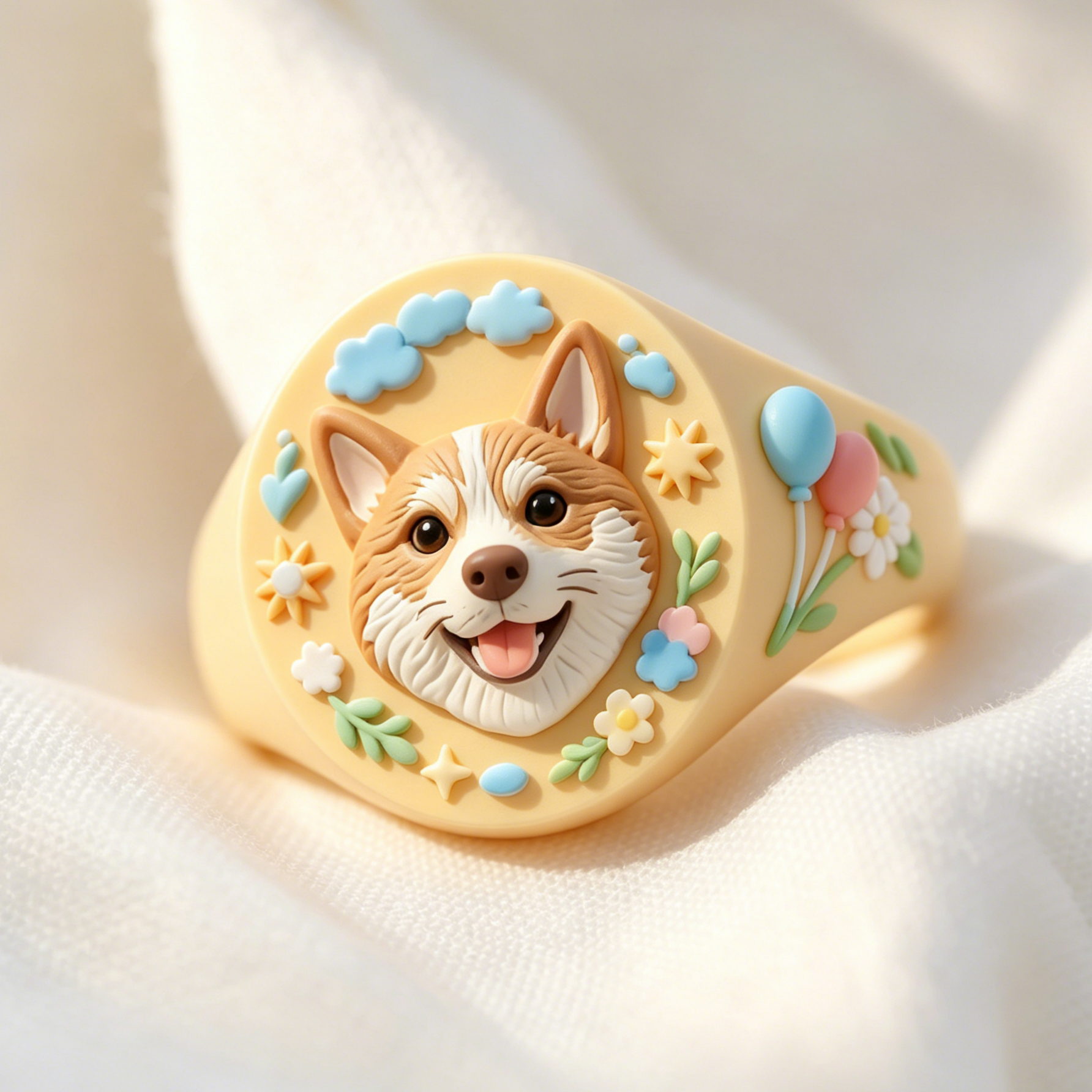 Customized 3D pet portrait rings, personalized 3D pet portrait rings, commemorative gifts for pet lovers.