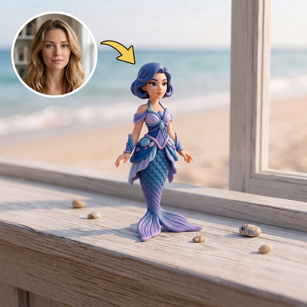 Custom Mermaid 3D Figure Desk Figurine
