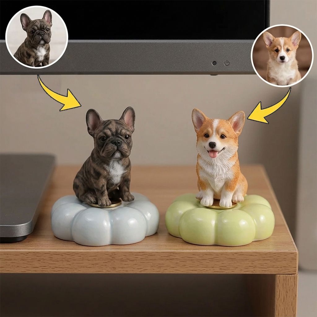 Custom Pet Spinning Figurine, 3D Halloween Desktop Decor