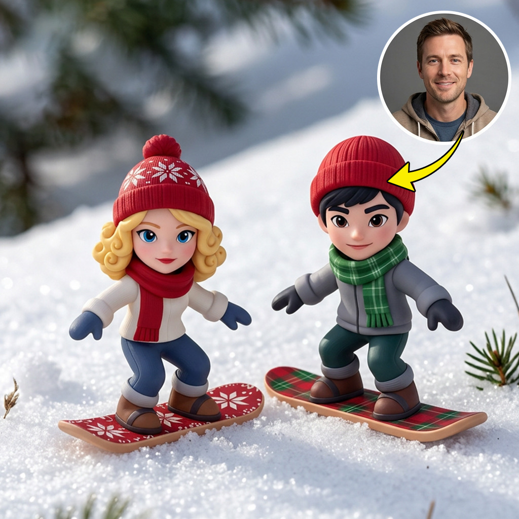 Custom 3D Winter Skiing Character Figurine