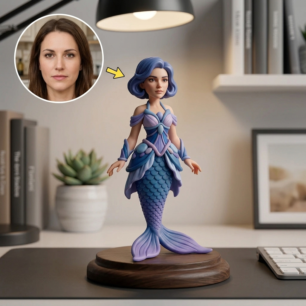 Custom Mermaid 3D Figure Desk Figurine