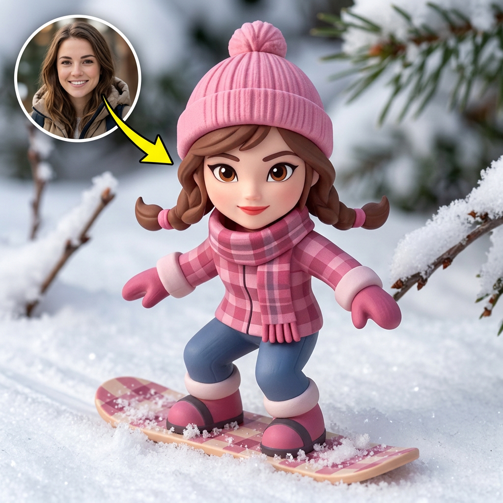Custom 3D Winter Skiing Character Figurine