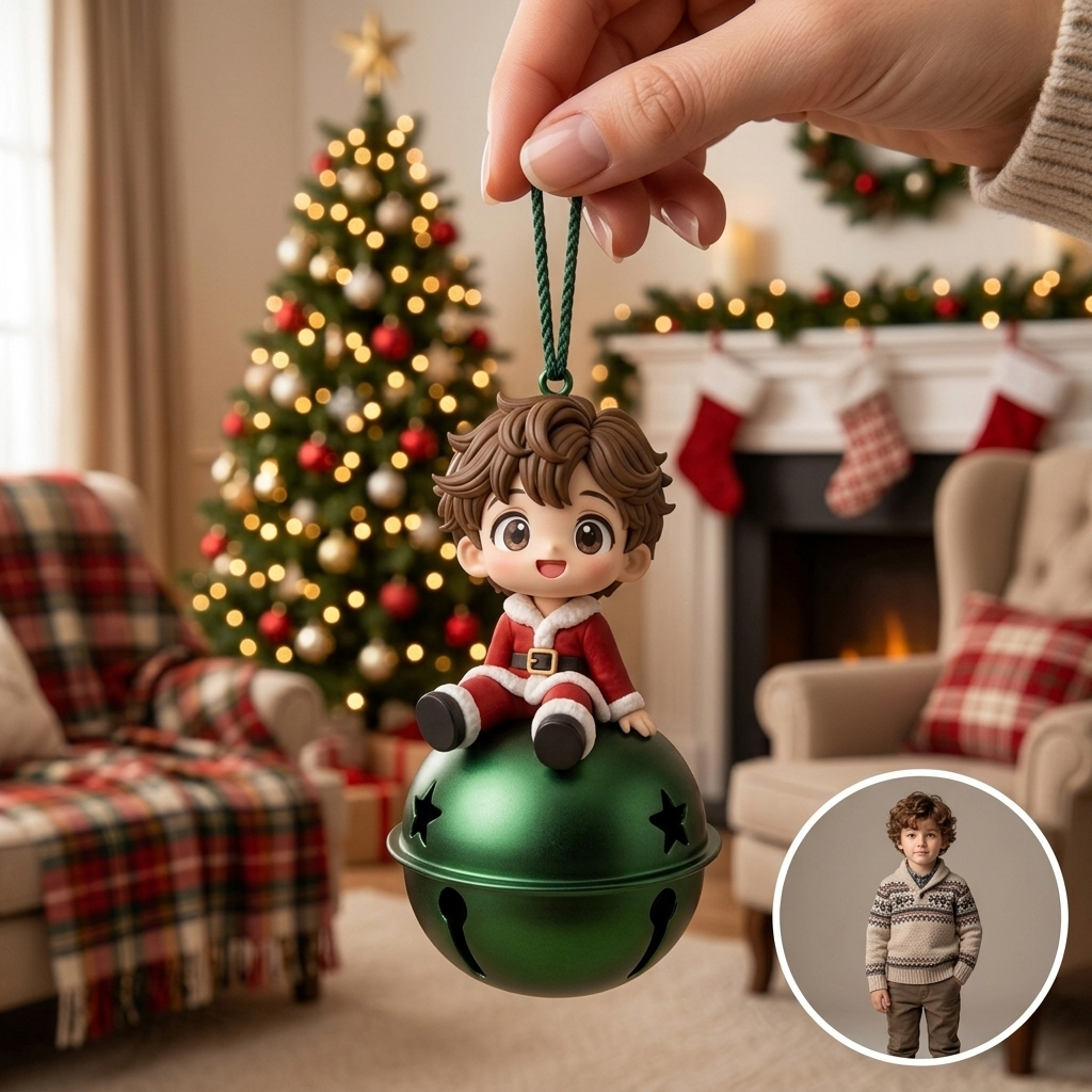 Custom 3D Character Christmas Bell Ornament