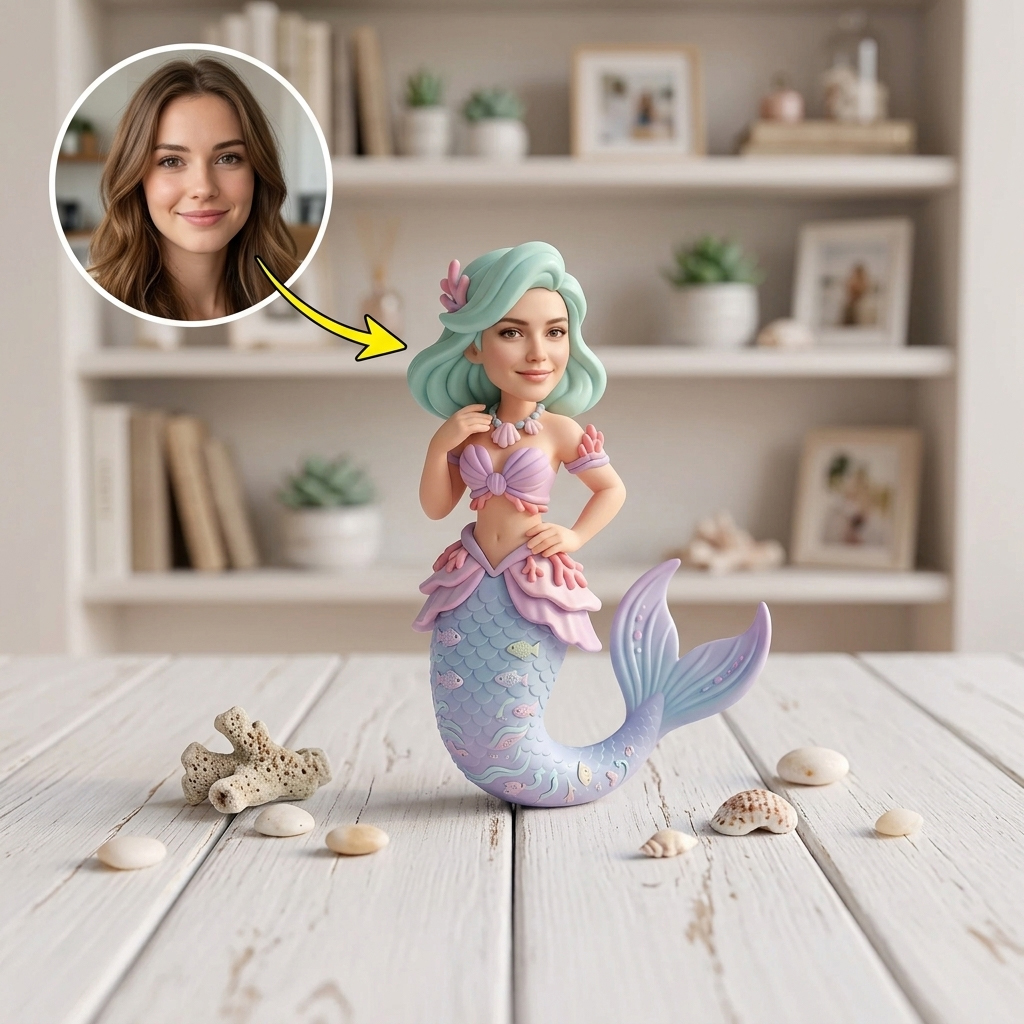 Custom Mermaid 3D Figure Desk Figurine