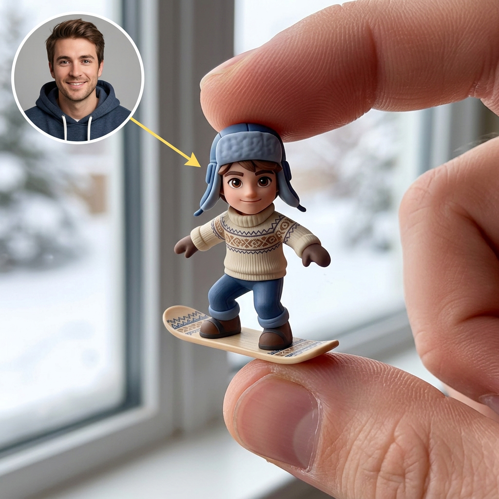 Custom 3D Winter Skiing Character Figurine