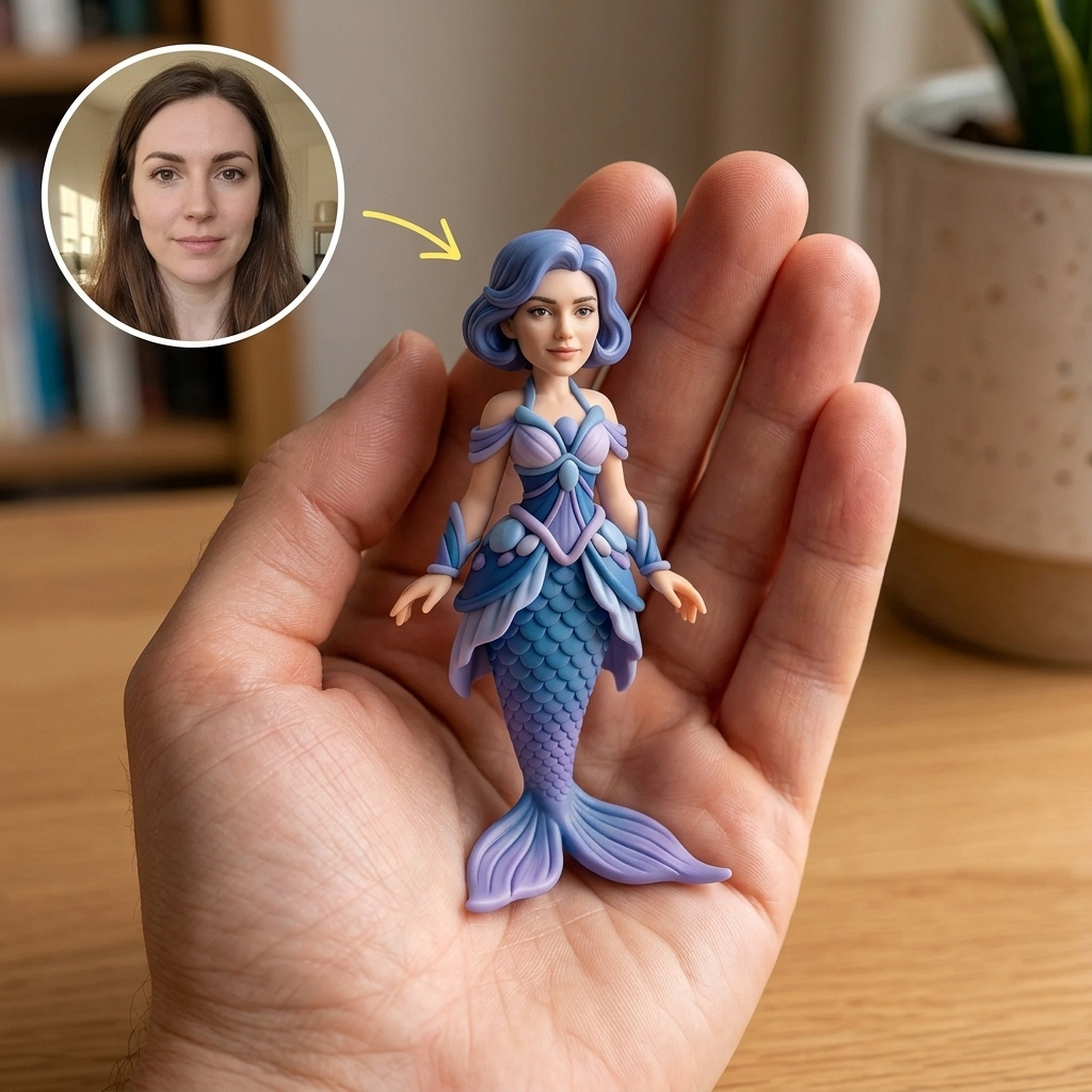 Custom Mermaid 3D Figure Desk Figurine