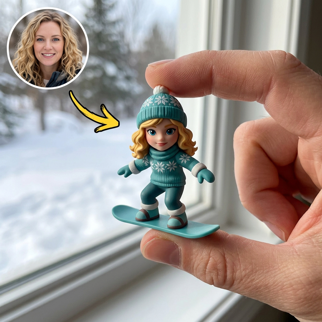 Custom 3D Winter Skiing Character Figurine