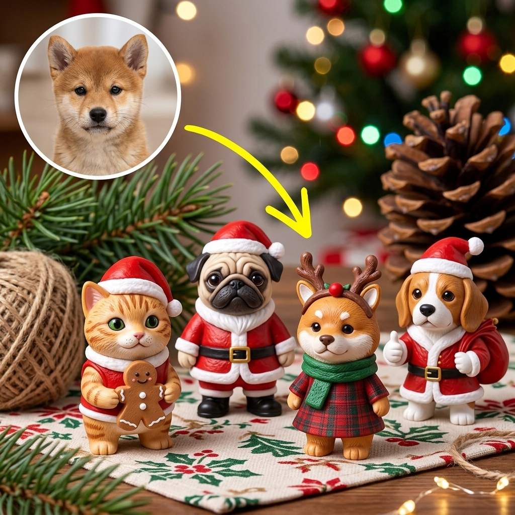 Custom 3D Pet Christmas Figurine