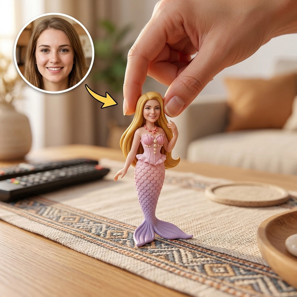 Custom Mermaid 3D Figure Desk Figurine