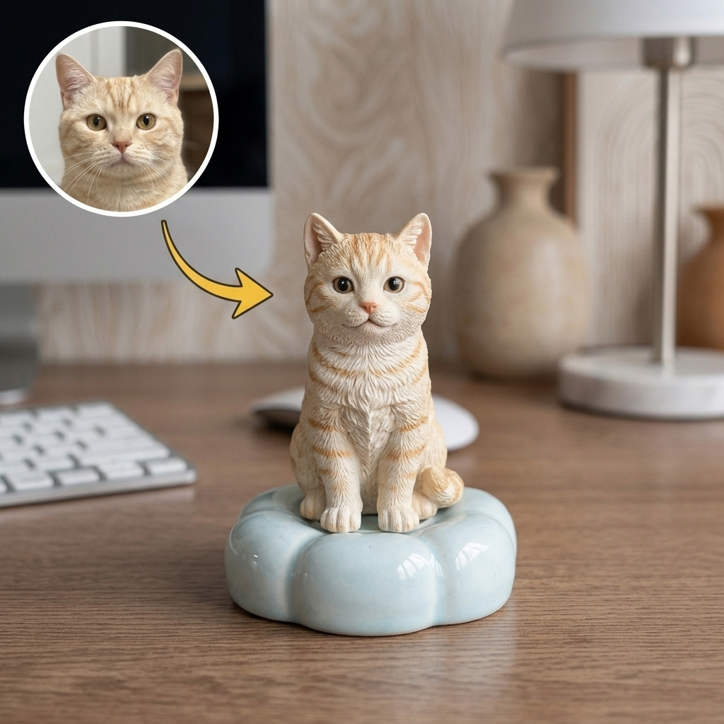Custom Pet Spinning Figurine, 3D Halloween Desktop Decor