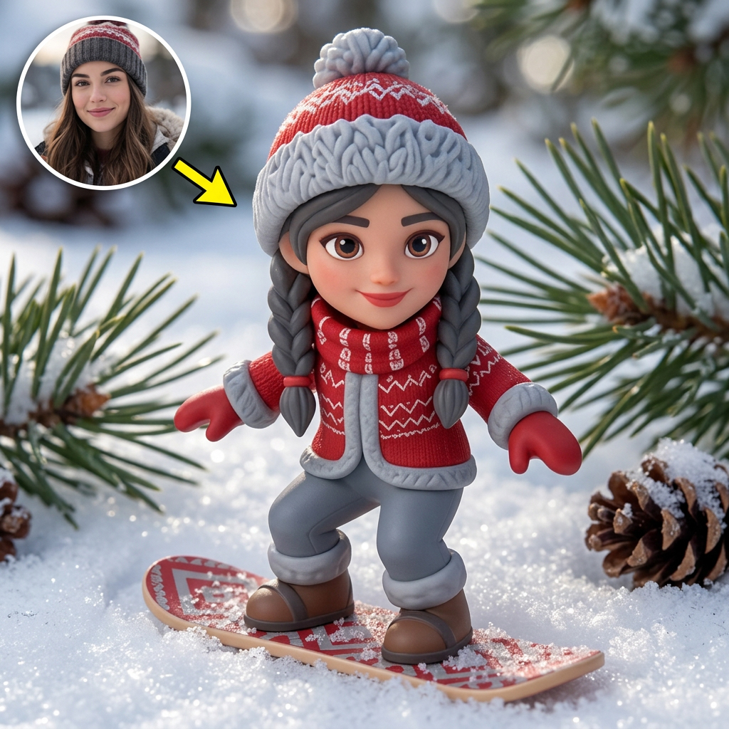 Custom 3D Winter Skiing Character Figurine