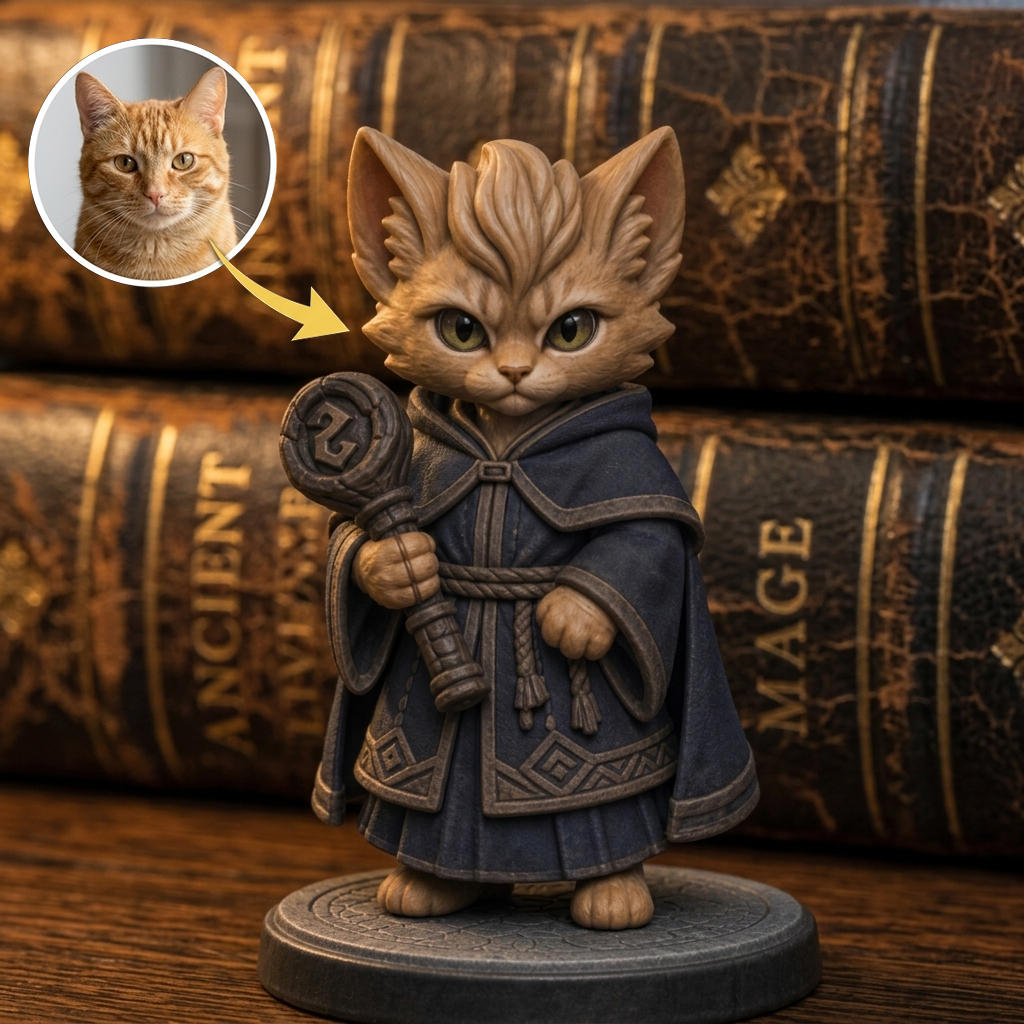 Custom 3D Pet Figurine – Fantasy RPG Style