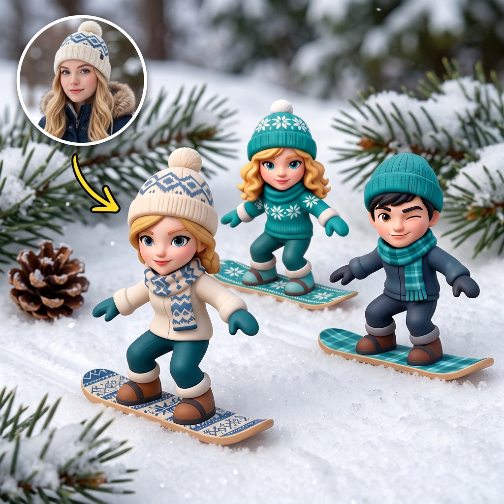 Custom 3D Winter Skiing Character Figurine