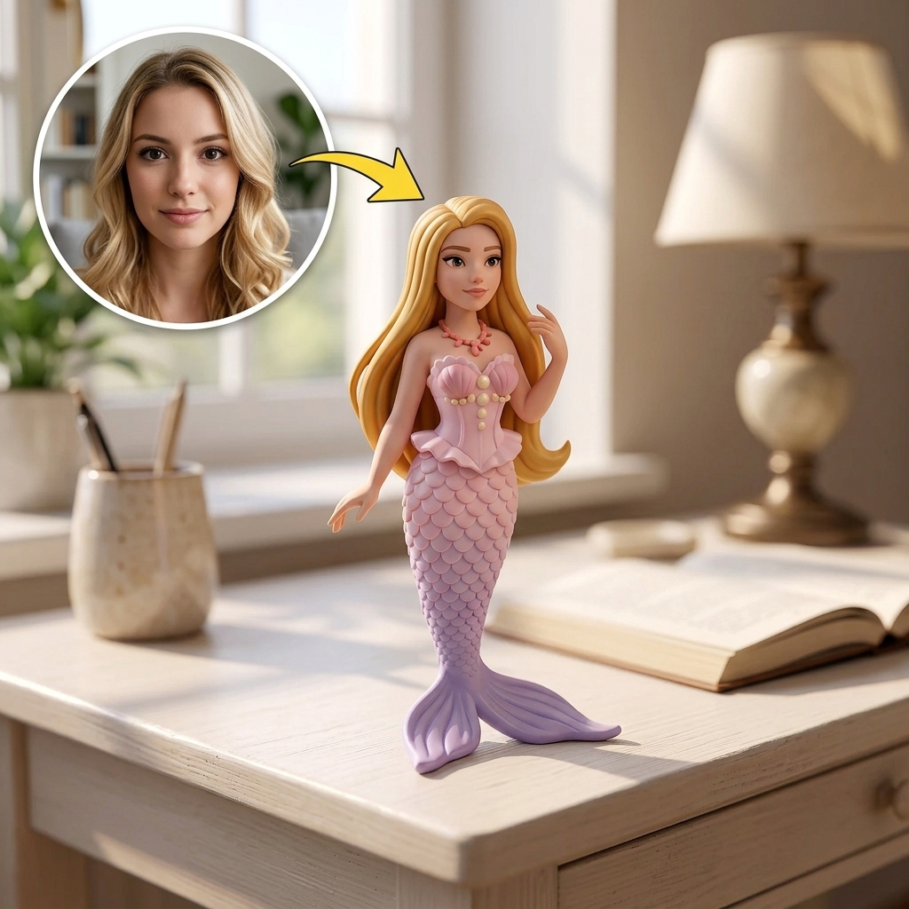 Custom Mermaid 3D Figure Desk Figurine