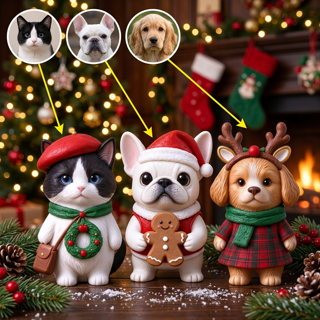 Custom 3D Pet Christmas Figurine