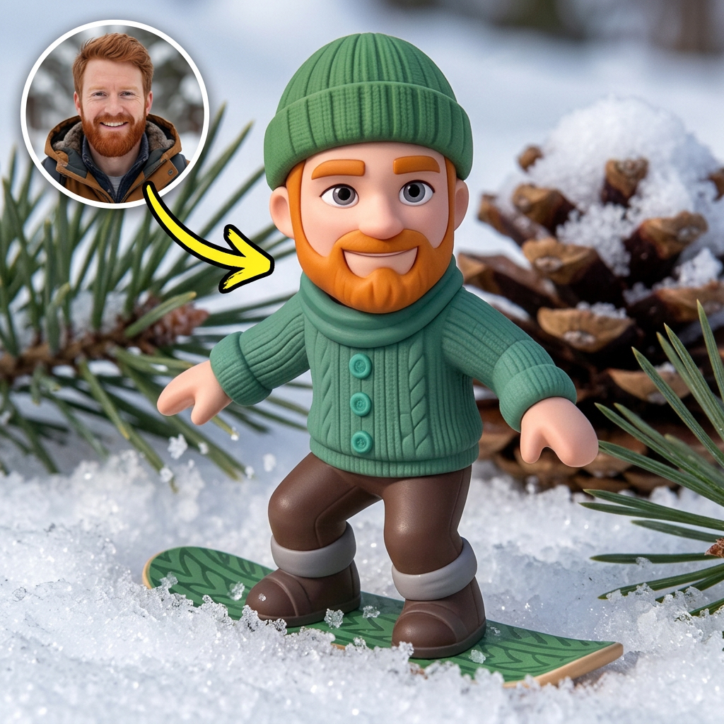 Custom 3D Winter Skiing Character Figurine