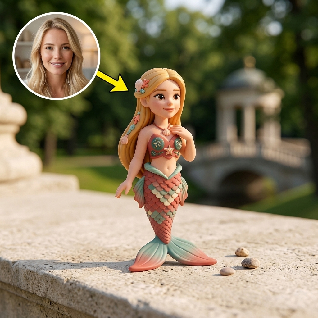 Custom Mermaid 3D Figure Desk Figurine
