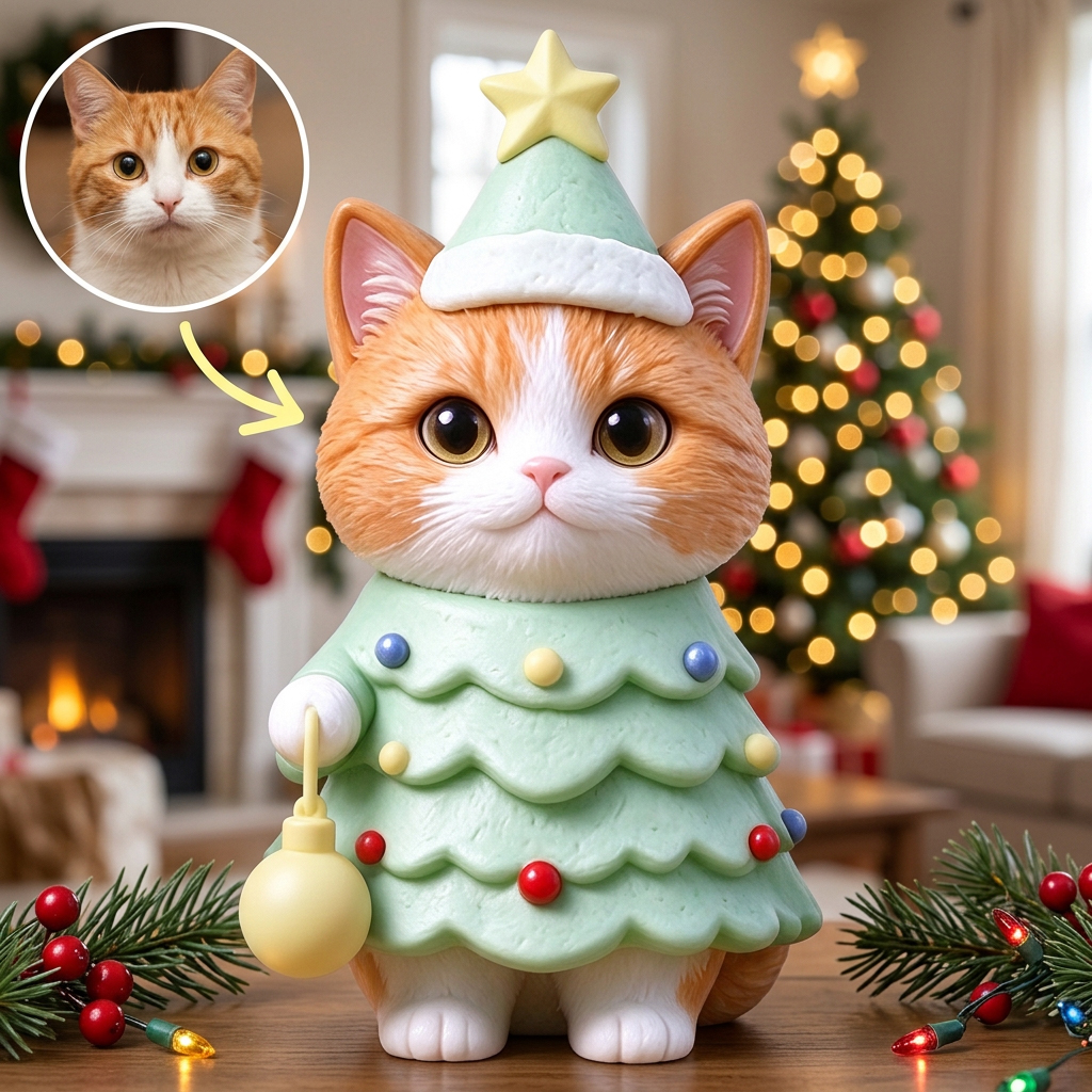 Custom 3D Pet Christmas Figurine