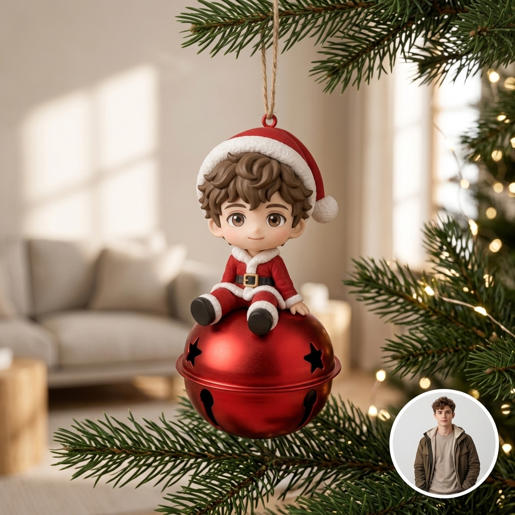 Custom 3D Character Christmas Bell Ornament