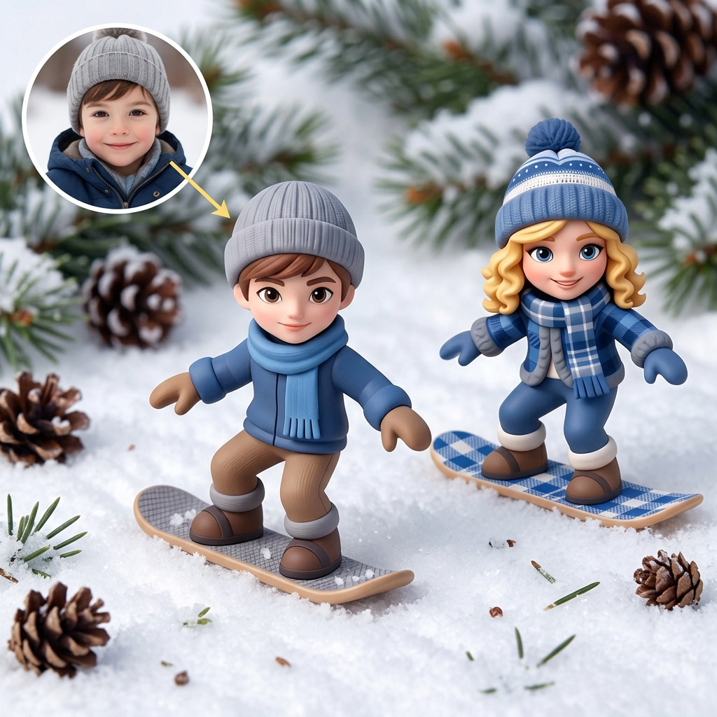 Custom 3D Winter Skiing Character Figurine