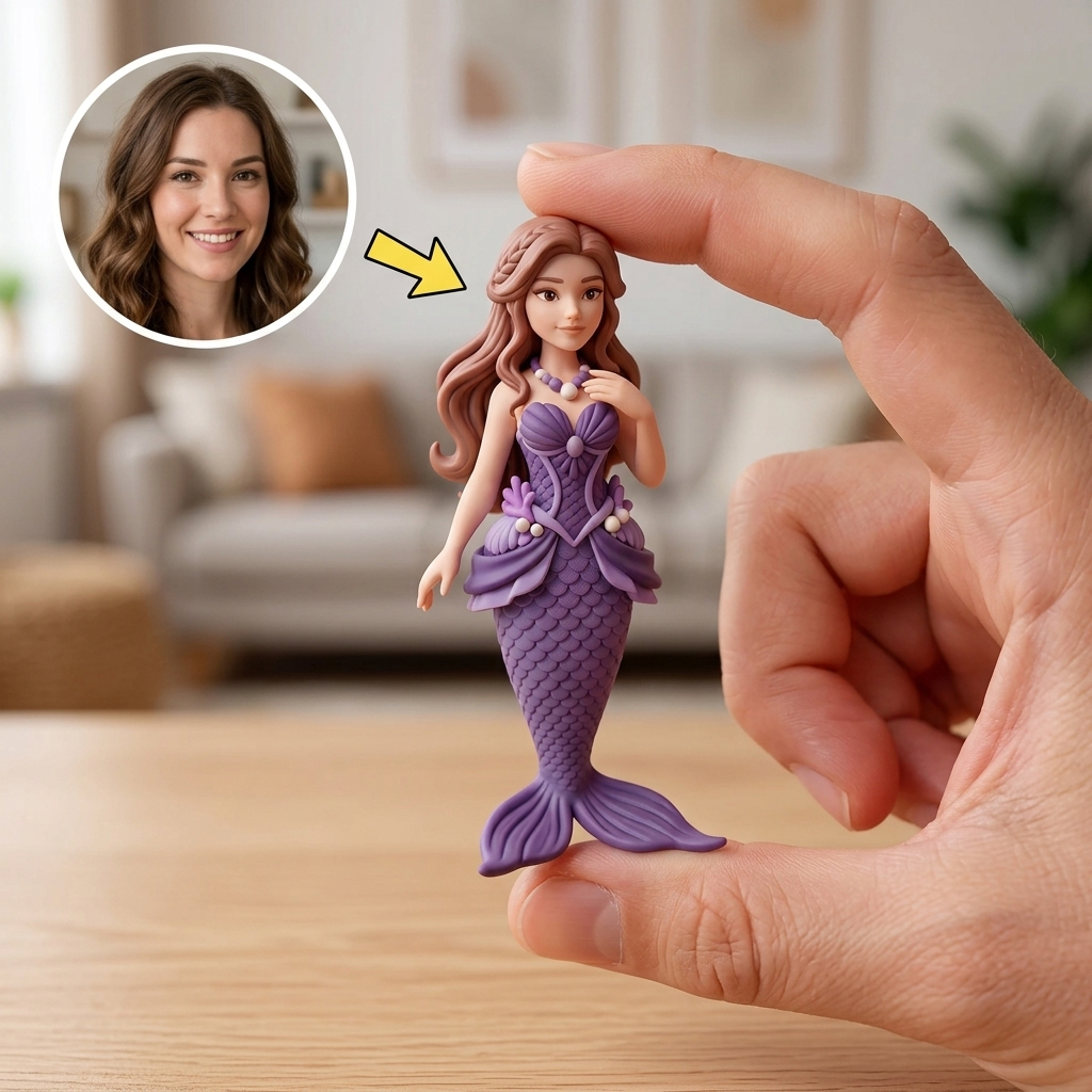 Custom Mermaid 3D Figure Desk Figurine