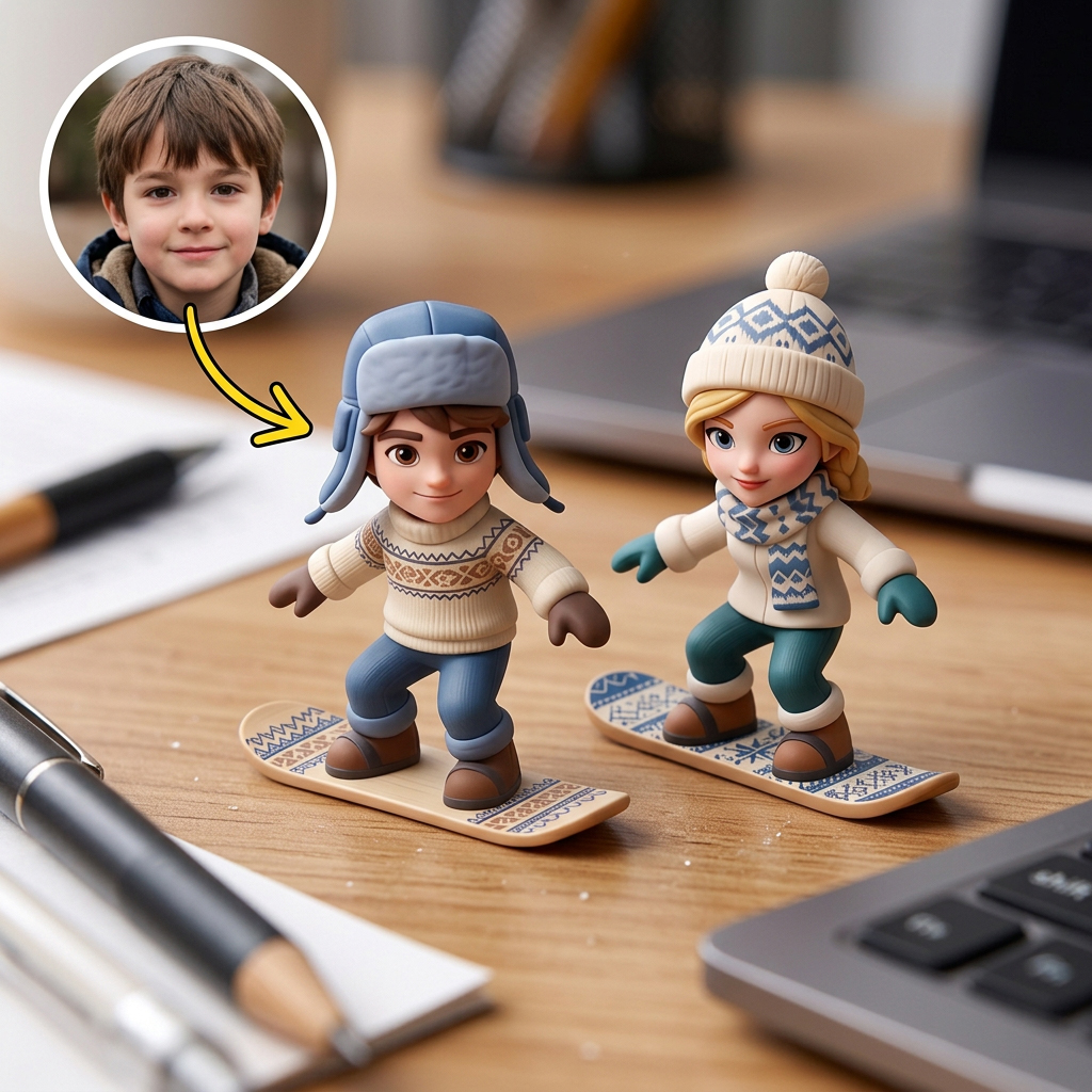 Custom 3D Winter Skiing Character Figurine