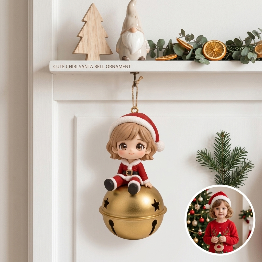 Custom 3D Character Christmas Bell Ornament